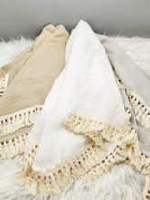 Load image into Gallery viewer, His name is Charlie. Handmade Crochet Maddy Grey Blue Bunny Gift Box