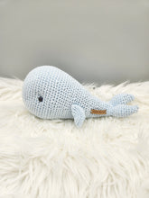 Load image into Gallery viewer, Her name is Bleu. Handmade Crochet Maddy Grey Whale Gift Box