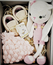 Load image into Gallery viewer, Her name is Lilly. Handmade Crochet Pink Bunny Gift Box
